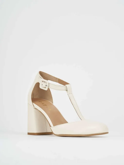 Décolleté e slingback tacco 7cm pelle bianco