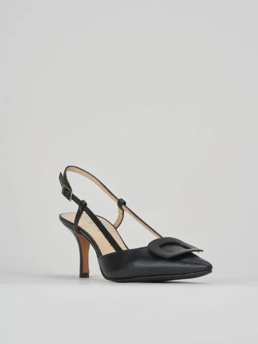 Décolleté e slingback tacco 5cm pelle nero