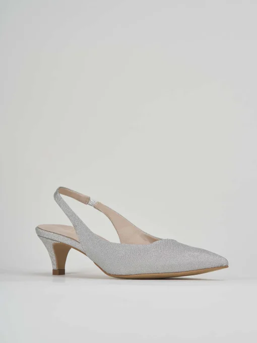 Décolleté e slingback tacco 3cm glitter argento