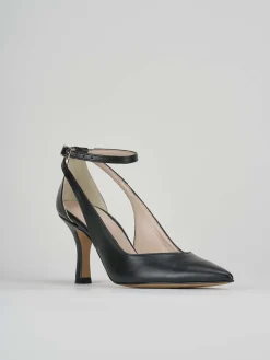 Décolleté e slingback tacco 7cm pelle nero