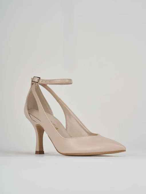 Décolleté e slingback tacco 7cm pelle beige