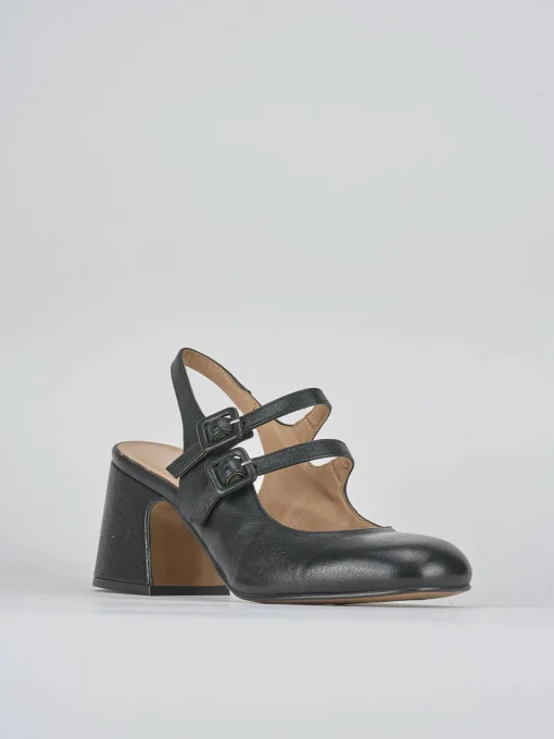 Décolleté e slingback tacco 5cm pelle nero