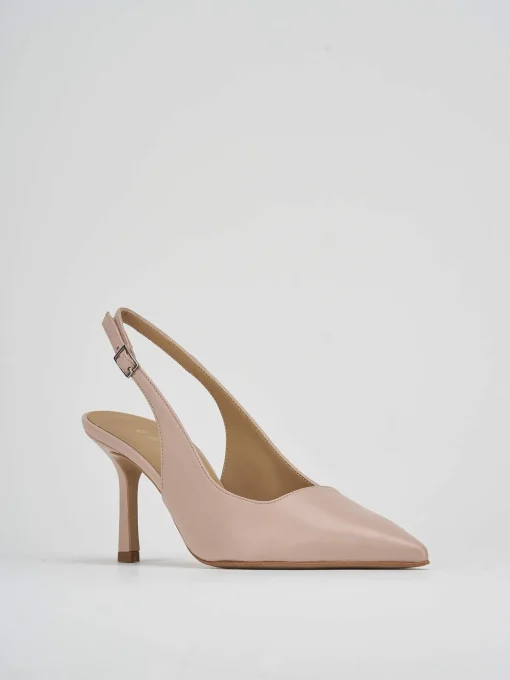 Décolleté e slingback tacco 7cm pelle rosa