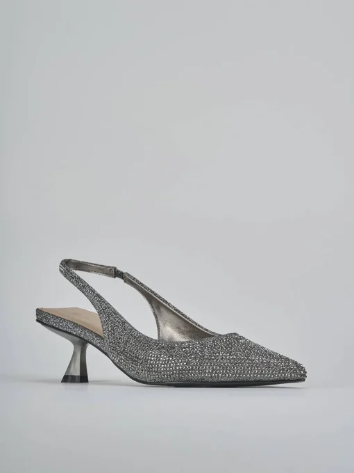 Décolleté e slingback tacco 5cm pelle argento