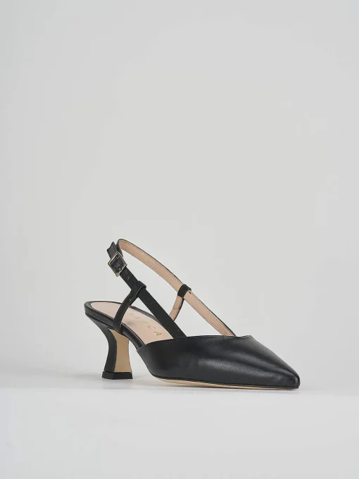 Décolleté e slingback tacco 5cm pelle nero