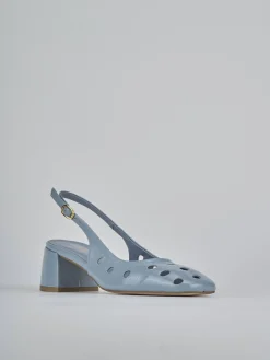 Décolleté e slingback tacco 5cm vernice azzurro