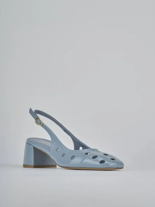 Décolleté e slingback tacco 5cm vernice azzurro