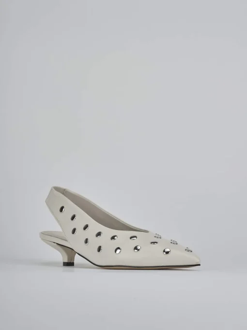 Décolleté e slingback tacco 4cm pelle beige