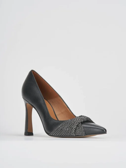 Décolleté e slingback tacco 9cm pelle nero