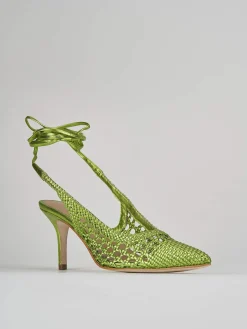 Décolleté e slingback tacco 7cm pelle verde