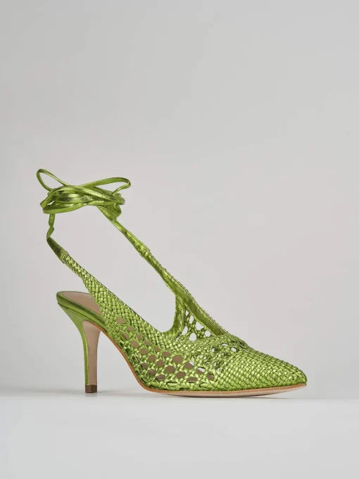 Décolleté e slingback tacco 7cm pelle verde