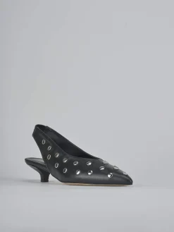 Décolleté e slingback tacco 4cm pelle nero