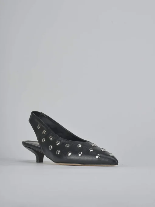 Décolleté e slingback tacco 4cm pelle nero