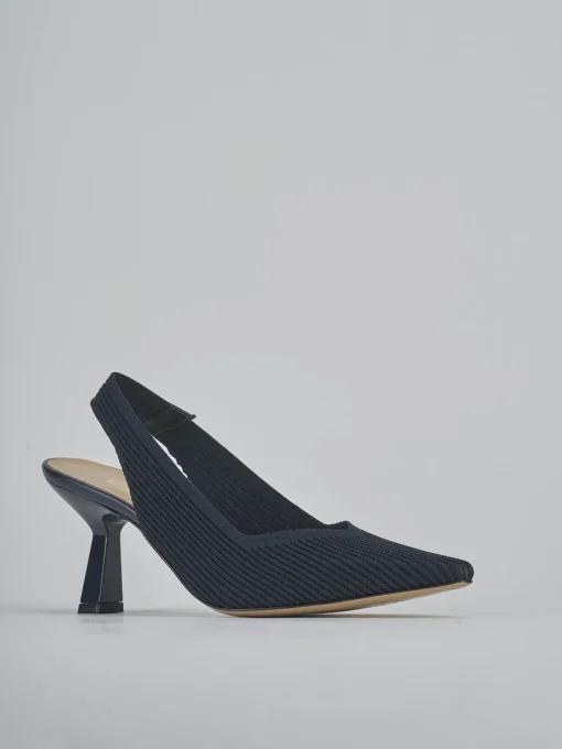 Décolleté e slingback tacco 7cm pelle blu