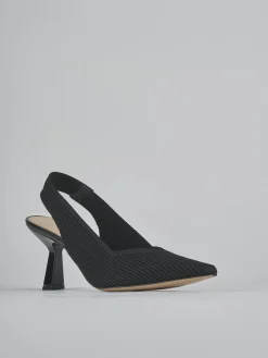 Décolleté e slingback tacco 7cm pelle nero