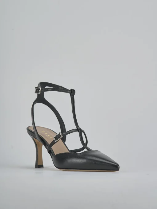 Décolleté e slingback tacco 8cm pelle nero