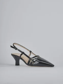 Décolleté e slingback tacco 6cm vernice nero