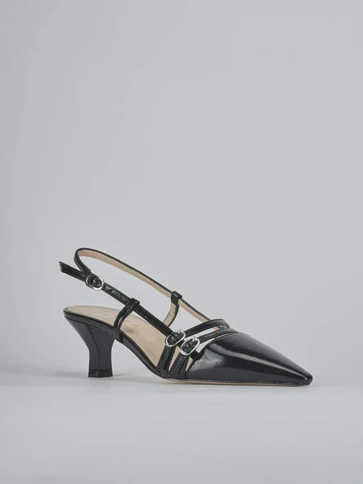 Décolleté e slingback tacco 6cm vernice nero