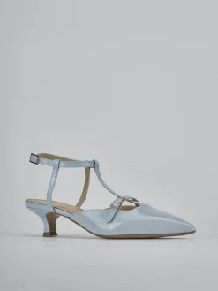Décolleté e slingback tacco 4cm vernice azzurro