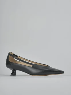 Décolleté e slingback tacco 4cm pelle nero