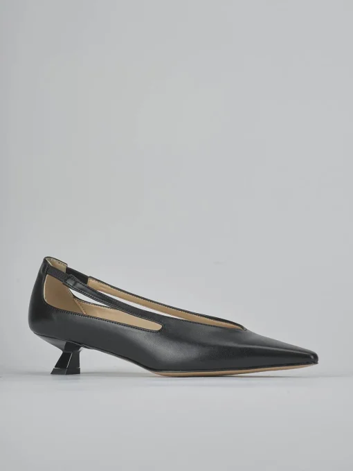 Décolleté e slingback tacco 4cm pelle nero