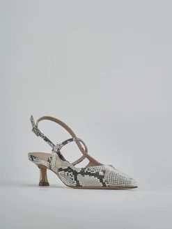 Décolleté e slingback tacco 5cm pitone beige
