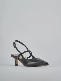Décolleté e slingback tacco 5cm pelle nero