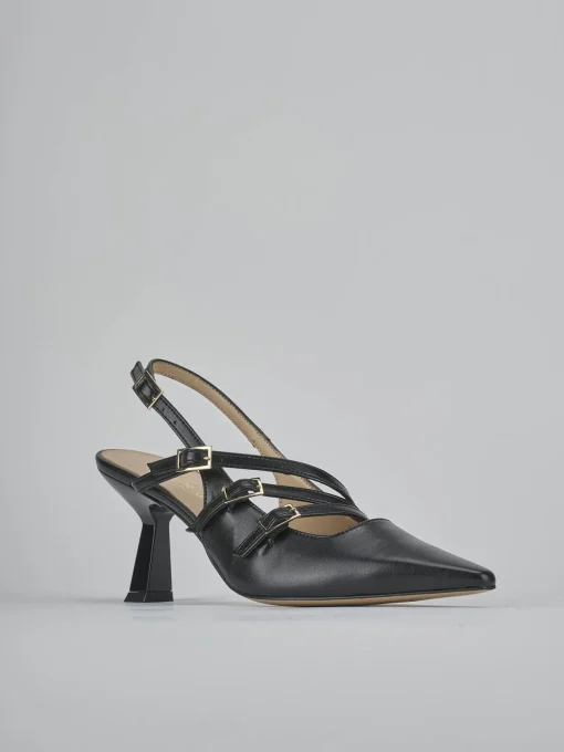Décolleté e slingback tacco 7cm pelle nero