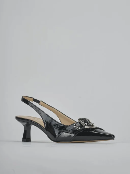 Décolleté e slingback tacco 7cm vernice nero