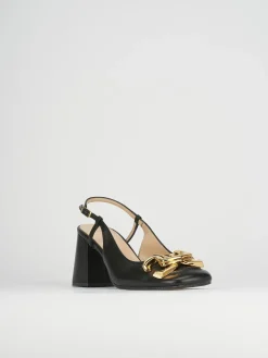 Décolleté e slingback tacco 8cm pelle nero
