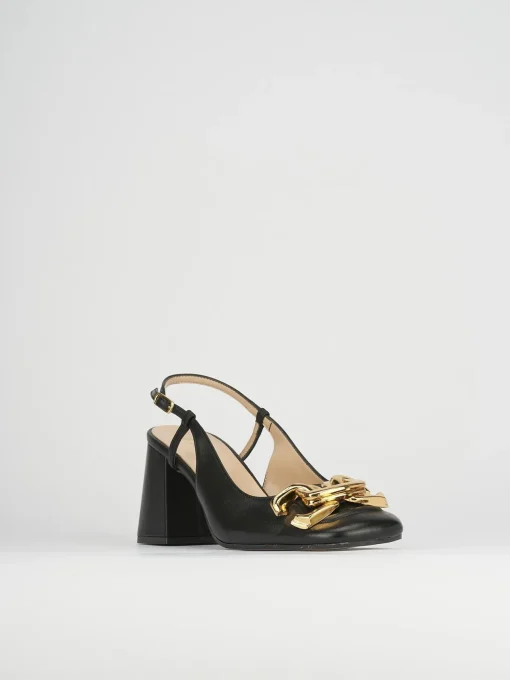 Décolleté e slingback tacco 8cm pelle nero
