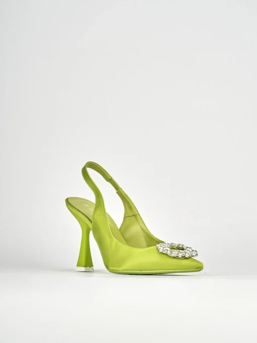 Décolleté e slingback tacco 9cm raso verde