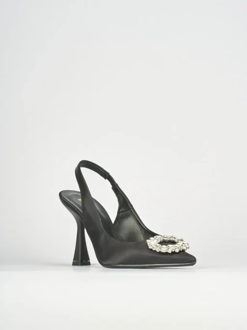 Décolleté e slingback tacco 9cm raso nero