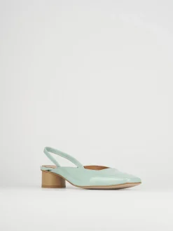 Décolleté e slingback tacco 4cm vernice azzurro