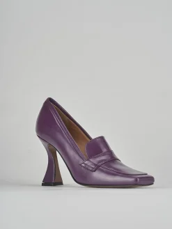 Décolleté e slingback tacco 9cm pelle viola