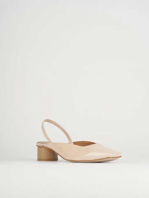 Décolleté e slingback tacco 4cm vernice rosa