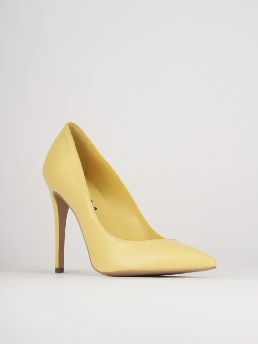 Décolleté e slingback tacco 10cm pelle giallo