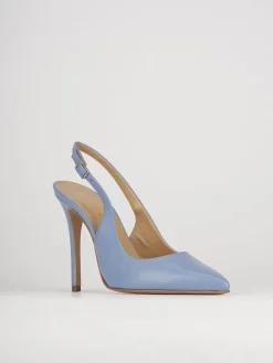 Décolleté e slingback tacco 11cm pelle azzurro
