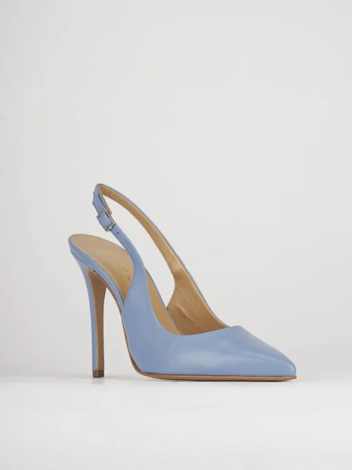 Décolleté e slingback tacco 11cm pelle azzurro