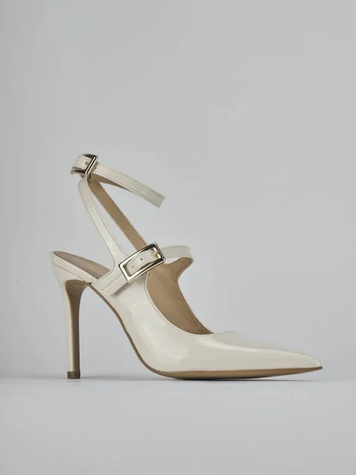 Décolleté e slingback tacco 9cm vernice bianco