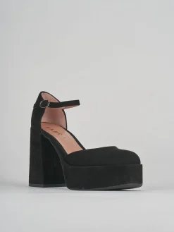 Décolleté e slingback tacco 9cm camoscio nero