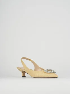 Décolleté e slingback tacco 5cm pelle beige