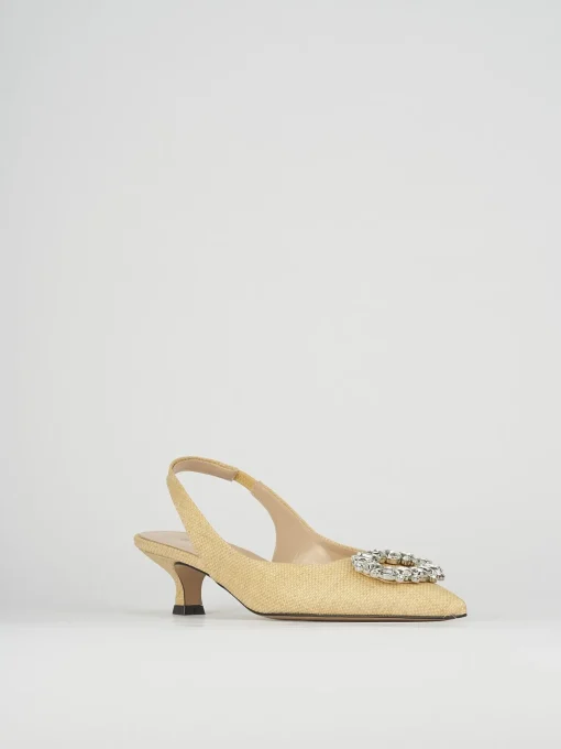 Décolleté e slingback tacco 5cm pelle beige