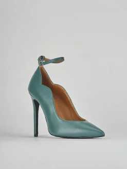 Décolleté e slingback tacco 10cm pelle verde