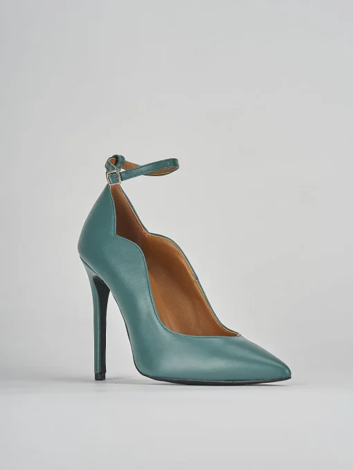 Décolleté e slingback tacco 10cm pelle verde
