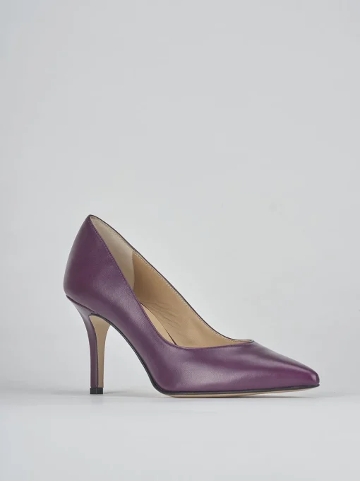 Décolleté e slingback tacco 7cm pelle viola