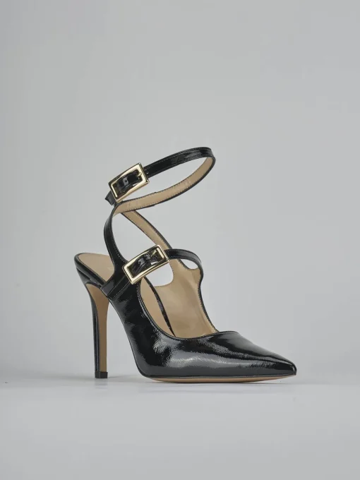 Décolleté e slingback tacco 9cm vernice nero