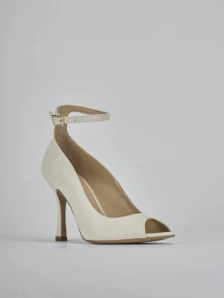 Décolleté e slingback tacco 9cm pelle bianco