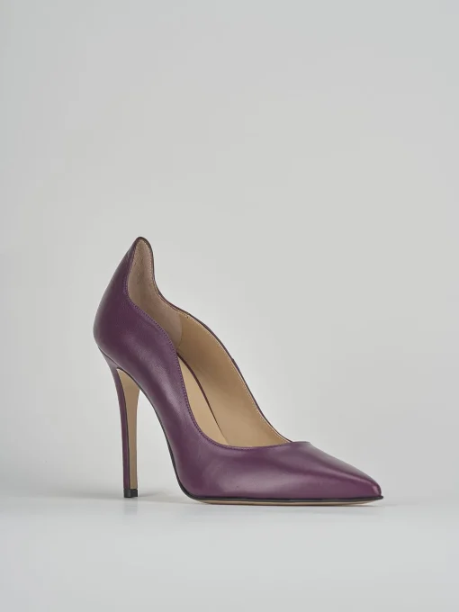 Décolleté e slingback tacco 9cm pelle viola