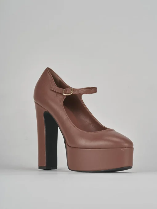 Décolleté e slingback tacco 13cm pelle marrone
